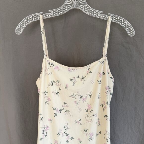 SHEIN Floral Slip Dress Light Yellow Ditsy Lettuce Hem Y2K Style Size Medium - Picture 2 of 10